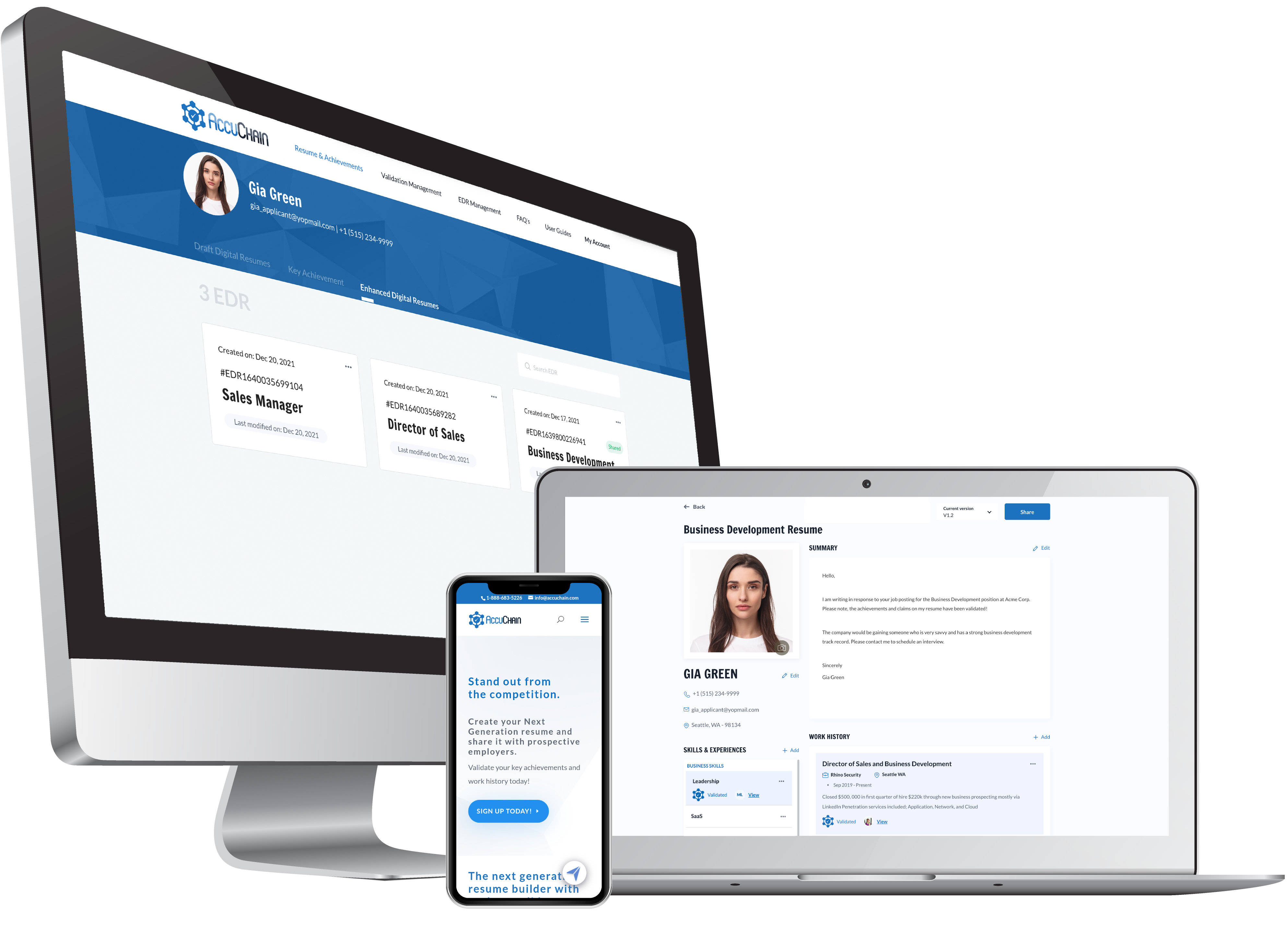 Computer with resume builder